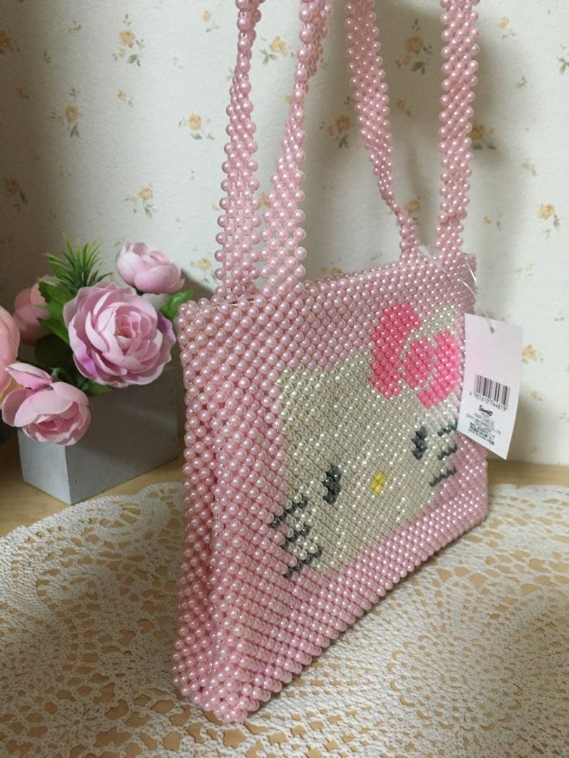 【新品未使用】〜レア品〜レトロハローキティ♡25周年パールビーズバッグ