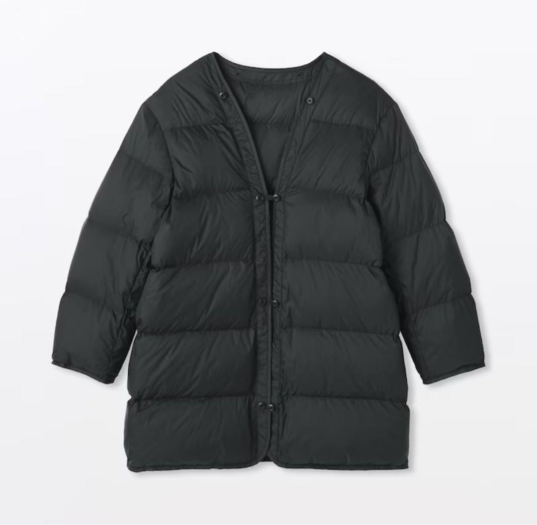 MUJILabo ダウンライナー付き撥水ステンカラーコート婦人L黒