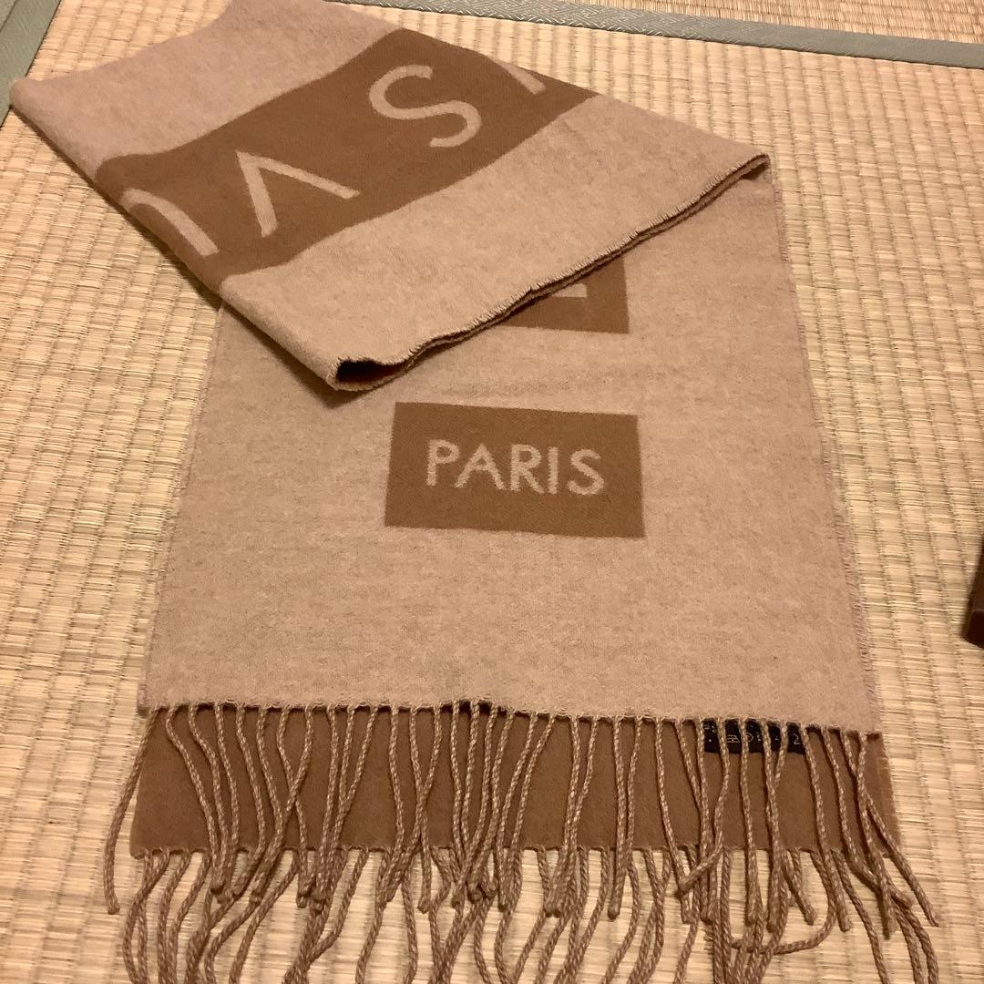 LOUIS VUITTON ベージュ マフラー PARISロゴ