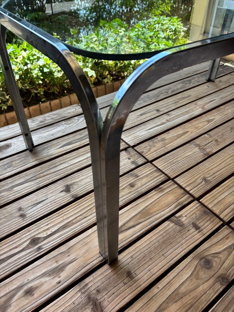 昭和レトロ　 アンティーク　アイアンフレーム ガラステーブル