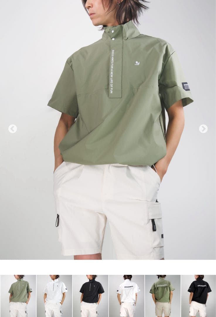 HACHYARDS オリーブ ハーフジップシャツ
