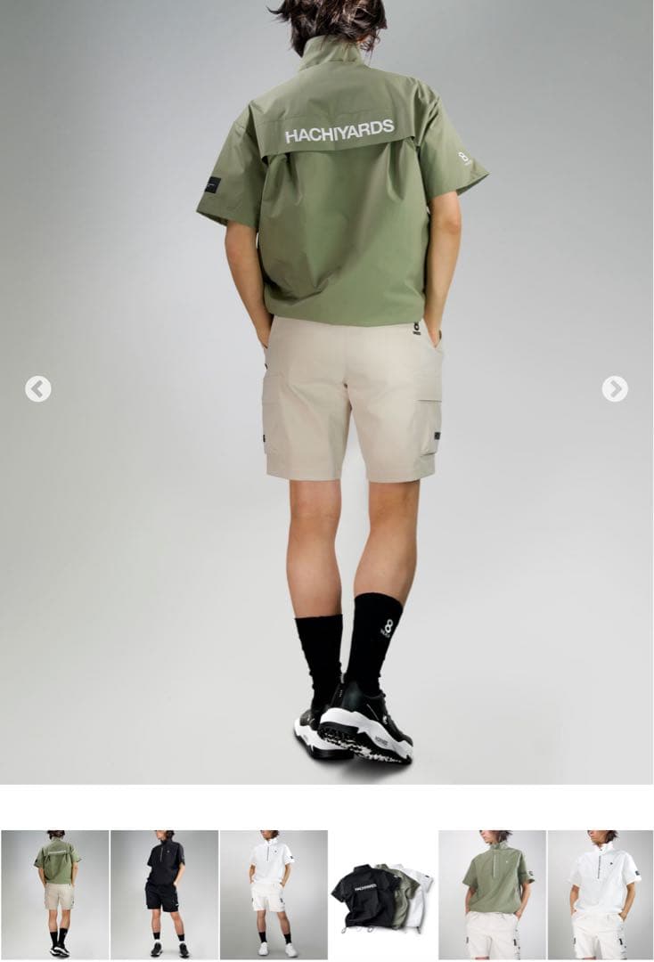 HACHYARDS オリーブ ハーフジップシャツ