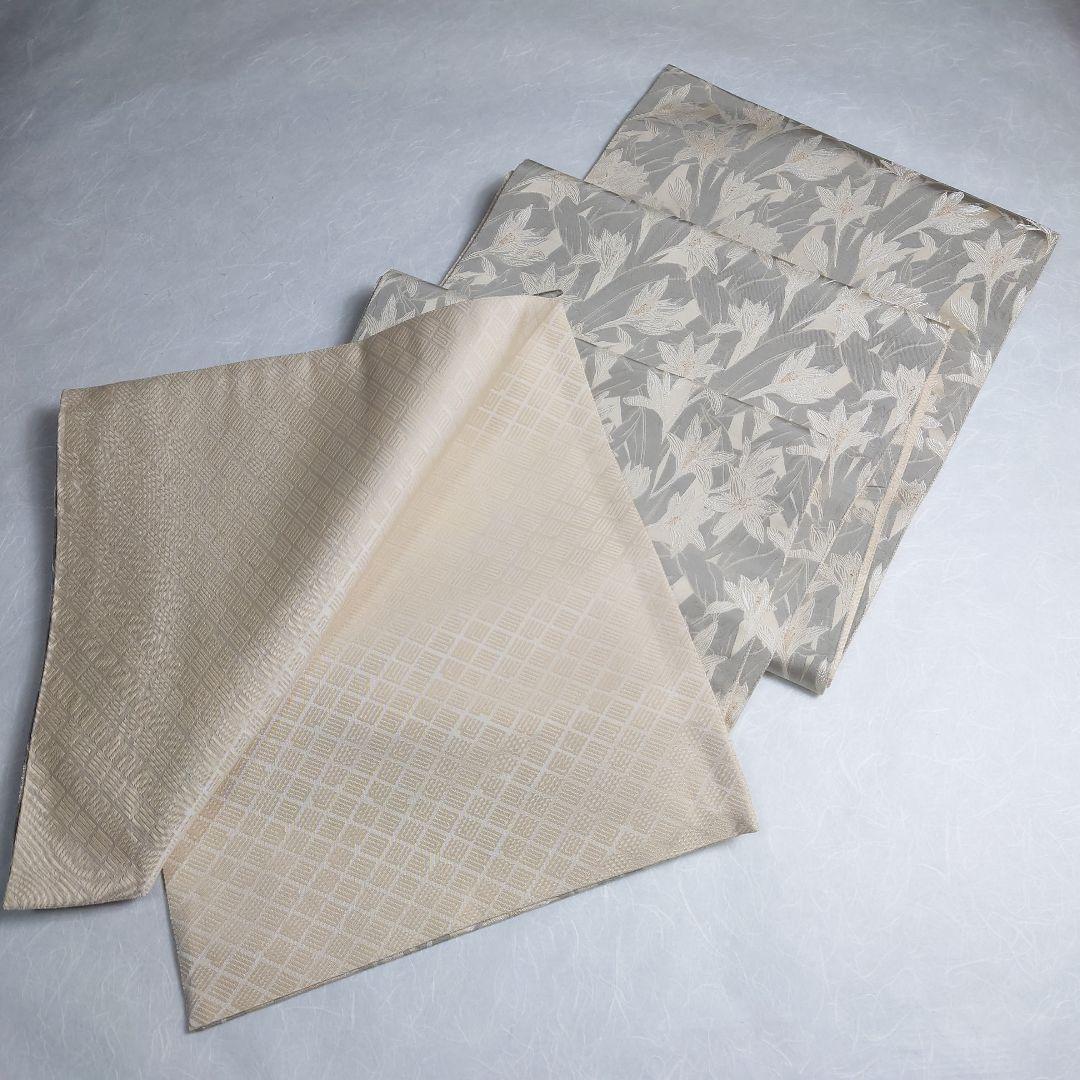 正絹 袋帯 六通柄 白花図案 極上 逸品 おすすめ品