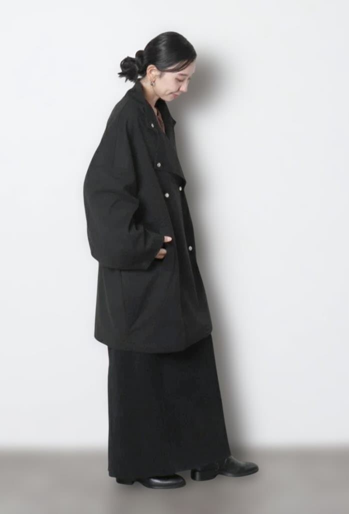 meri ミーリー オーバーハーフコート ブラック スタンドカラー ジャケット
