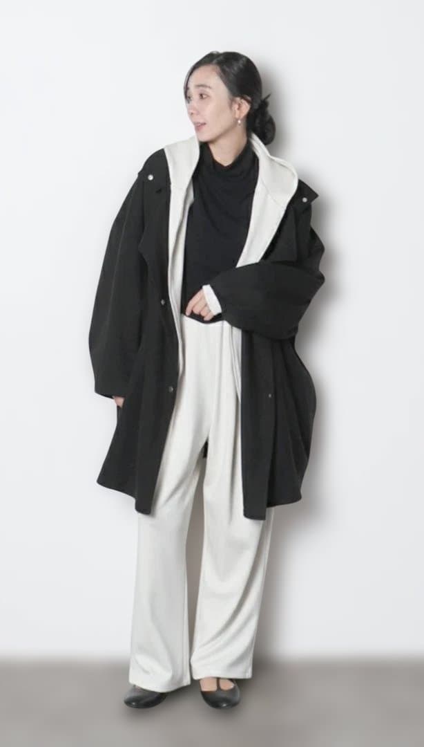 meri ミーリー オーバーハーフコート ブラック スタンドカラー ジャケット