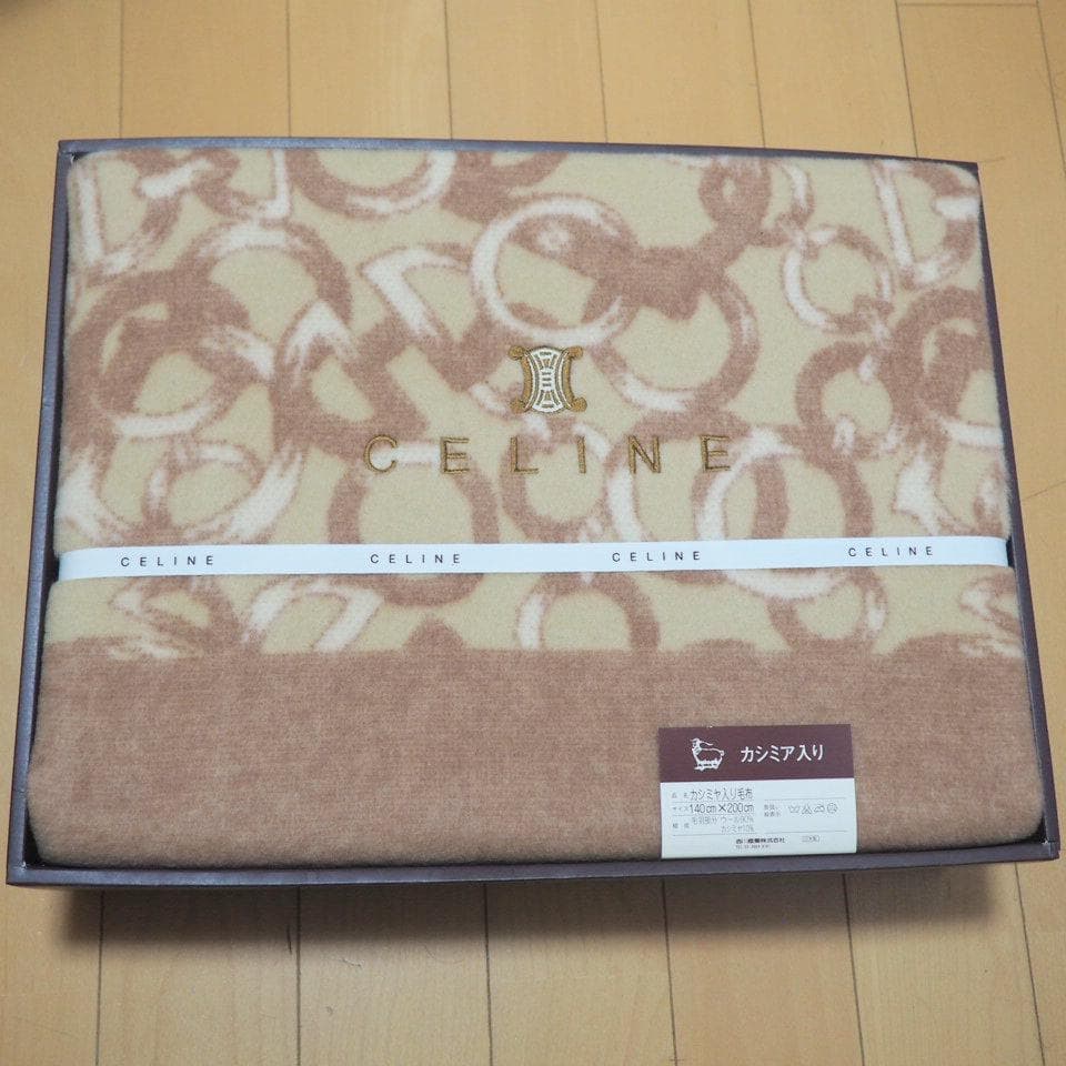 CELINE セリーヌ カシミヤ入りウール毛布 140cm x 200cm