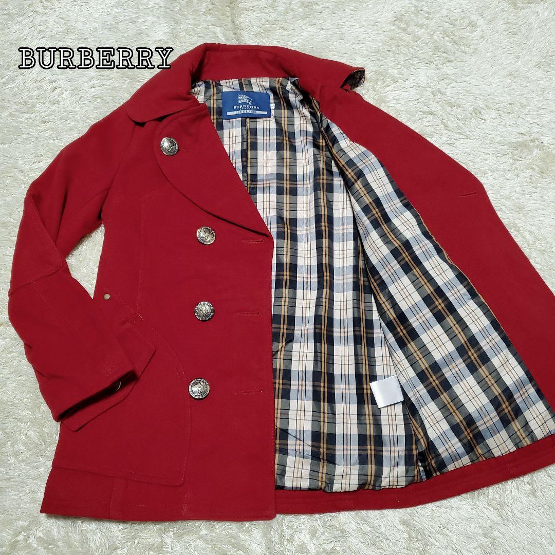 美品✨バーバリーブルーレーベル　ピーコート　銀ボタン　ノバチェック　Sam様