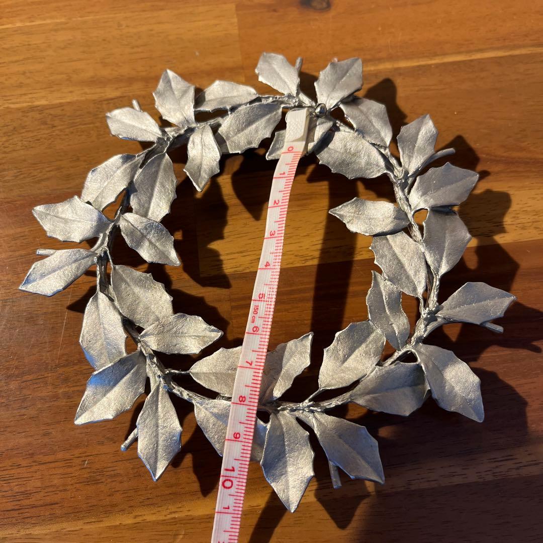 アトリエジュンコ　鍋敷　ポットスタンド　リース　シルバー系　美品　ピューター