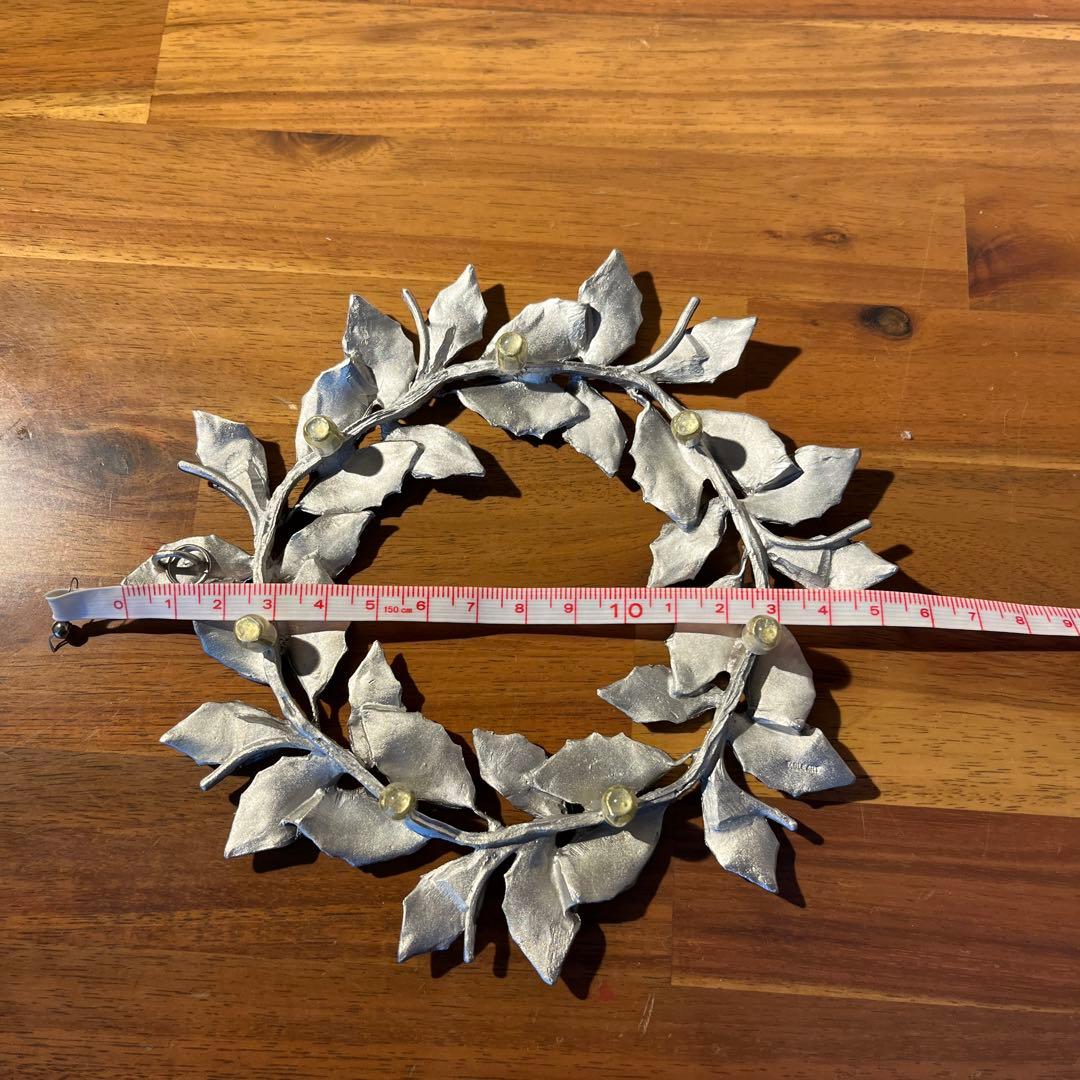 アトリエジュンコ　鍋敷　ポットスタンド　リース　シルバー系　美品　ピューター