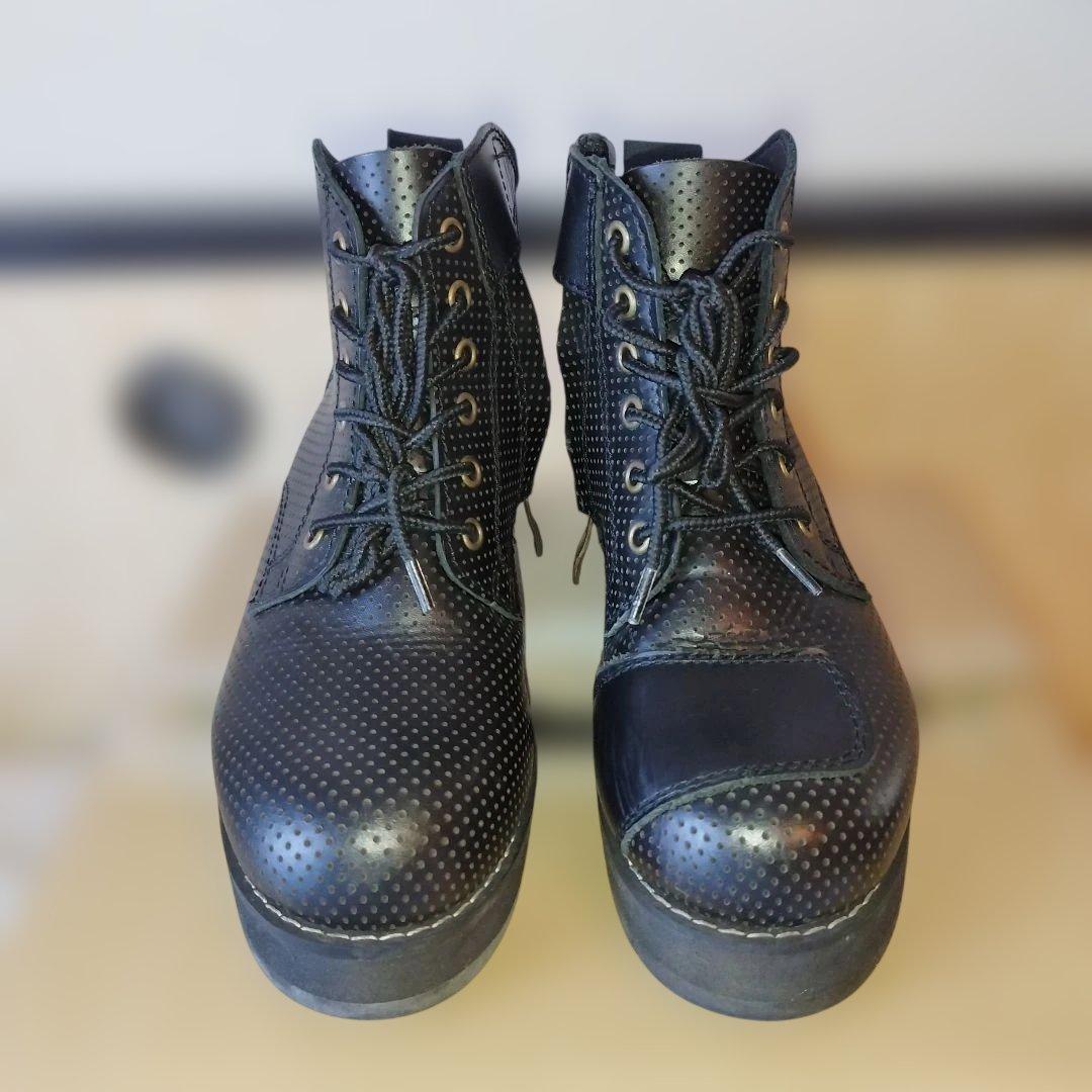 【厚底】ワイルドウイング スワロー 23.5cm 本革 バイクブーツ 黒