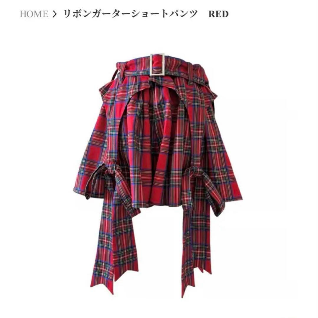 HEIHEI リボンガーター ショートパンツ RED