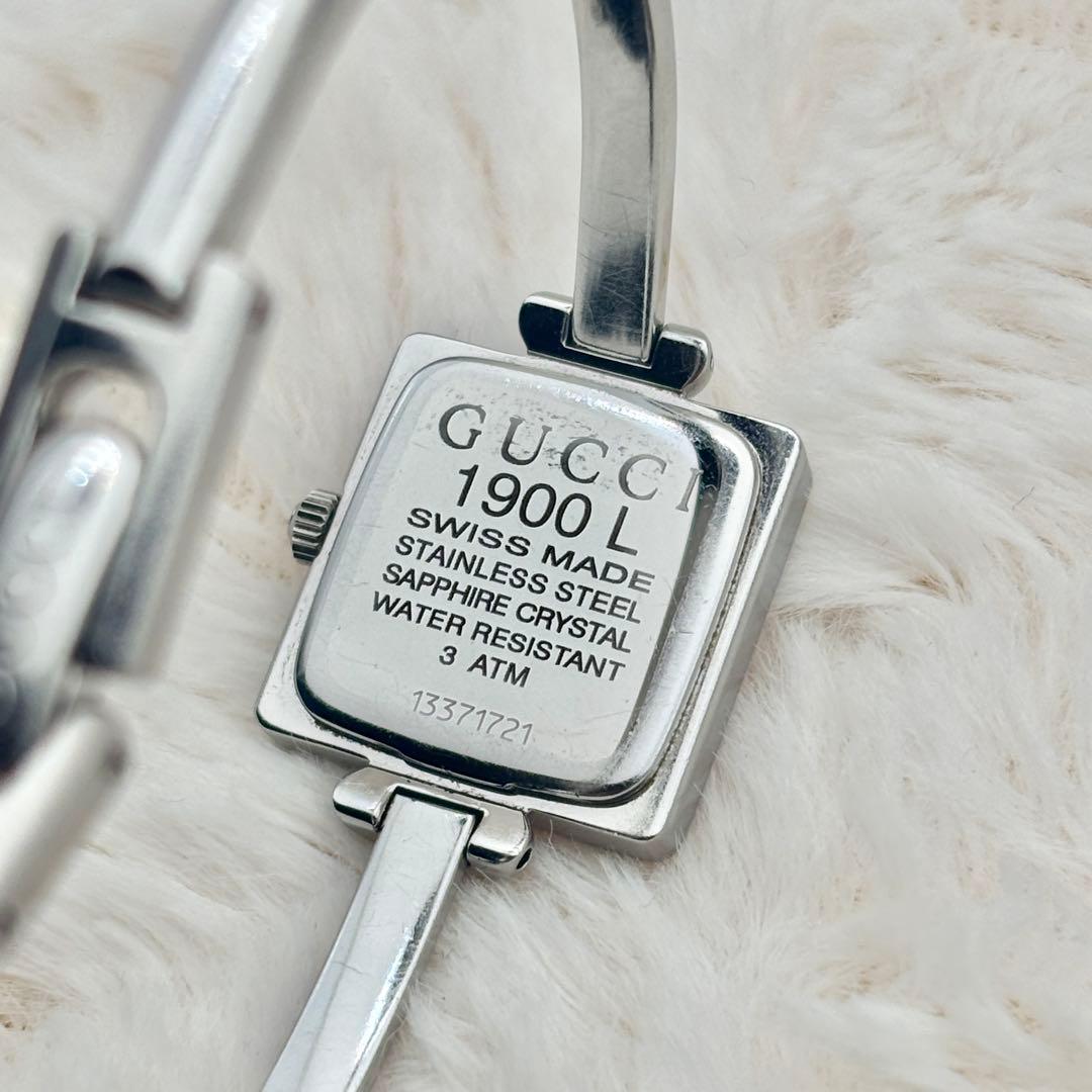 新品電池 GUCCI 1900L シルバー 稼働品 バングルウォッチ