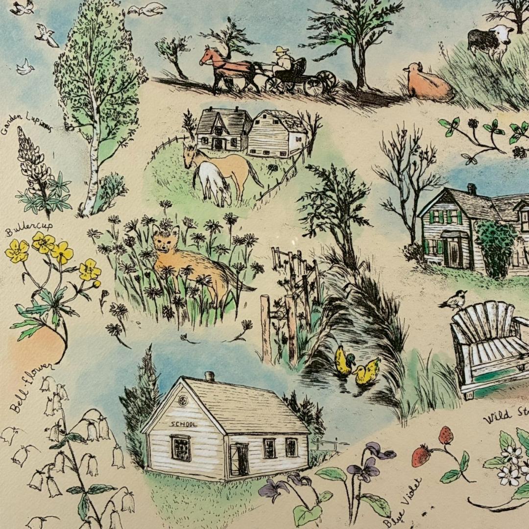 美品 山本容子「赤毛のアンの贈り物」エッチング+手彩色 直筆サイン入 1991年