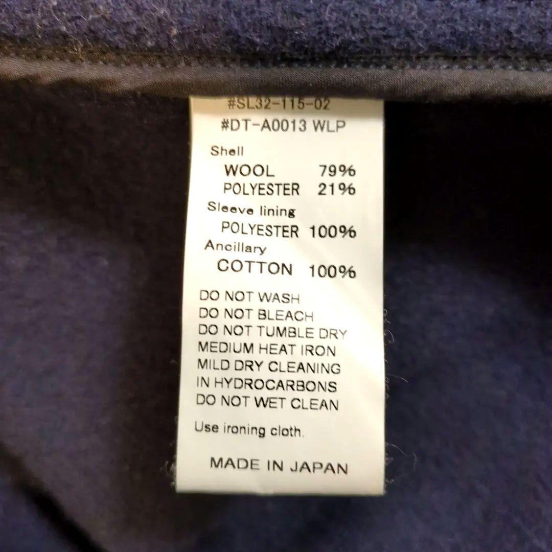美品 DANTON ライトパイルウールモッサ ノーカラージャケット ネイビー38