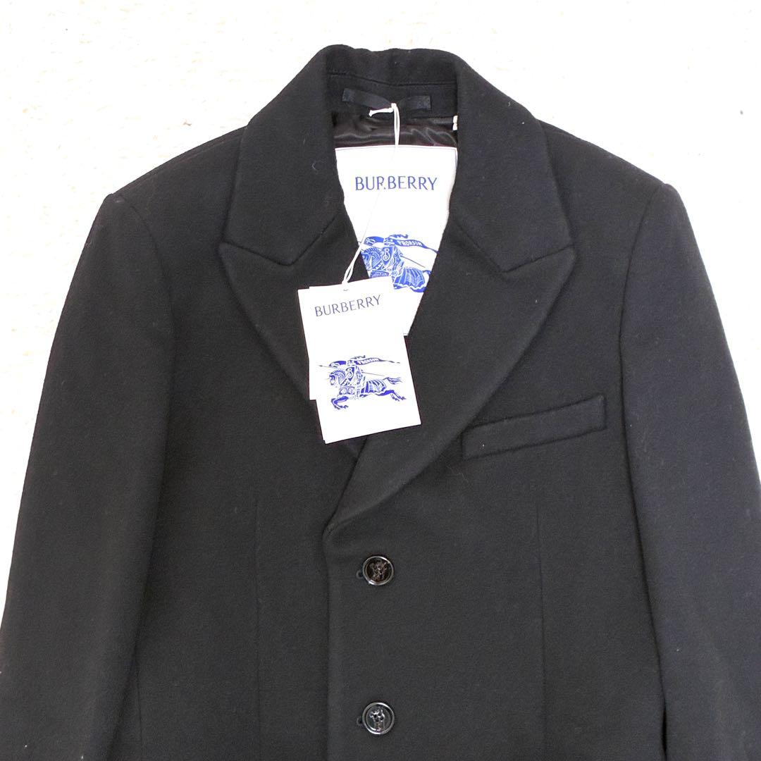 未使用タグ付 バーバリー チェスターコート ロゴボタン マキシ メンズ 黒 46
