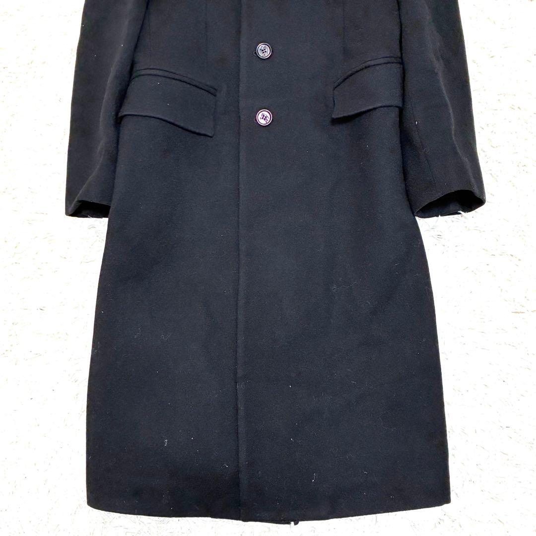 未使用タグ付 バーバリー チェスターコート ロゴボタン マキシ メンズ 黒 46