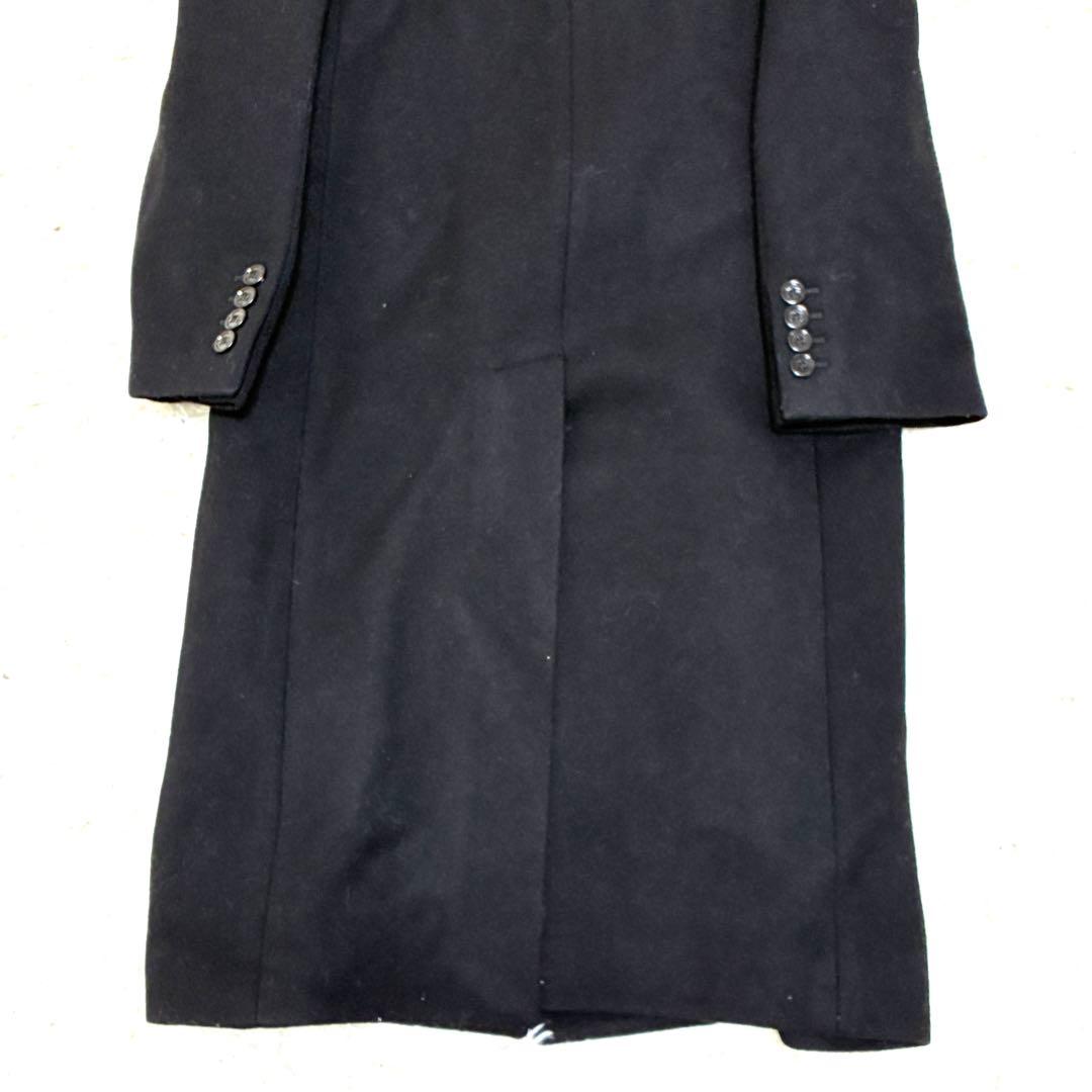 未使用タグ付 バーバリー チェスターコート ロゴボタン マキシ メンズ 黒 46