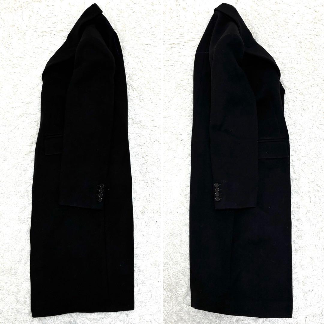 未使用タグ付 バーバリー チェスターコート ロゴボタン マキシ メンズ 黒 46