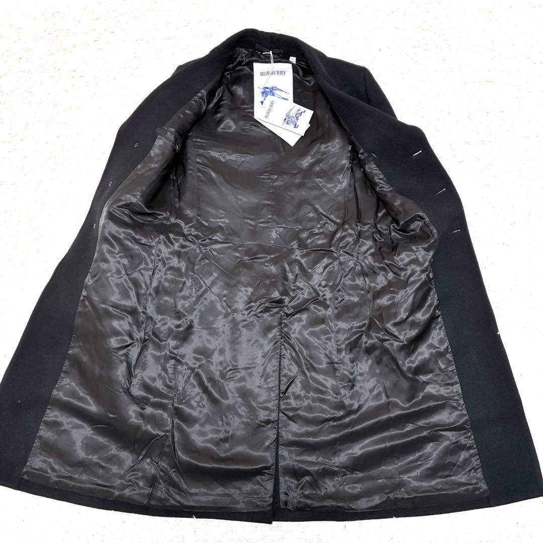 未使用タグ付 バーバリー チェスターコート ロゴボタン マキシ メンズ 黒 46