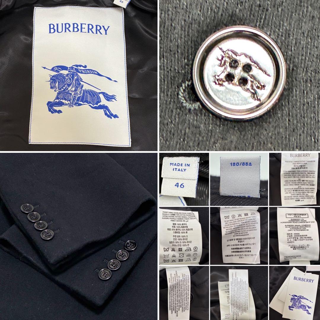 未使用タグ付 バーバリー チェスターコート ロゴボタン マキシ メンズ 黒 46