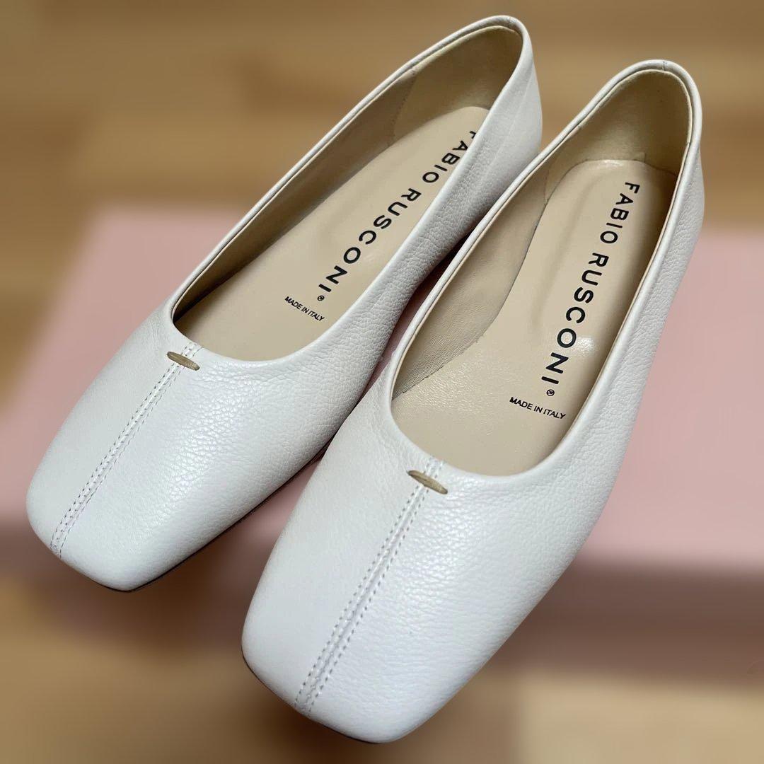 【新品】FABIO RUSCONI☆ スクエアトゥフラットパンプス 23.5cm