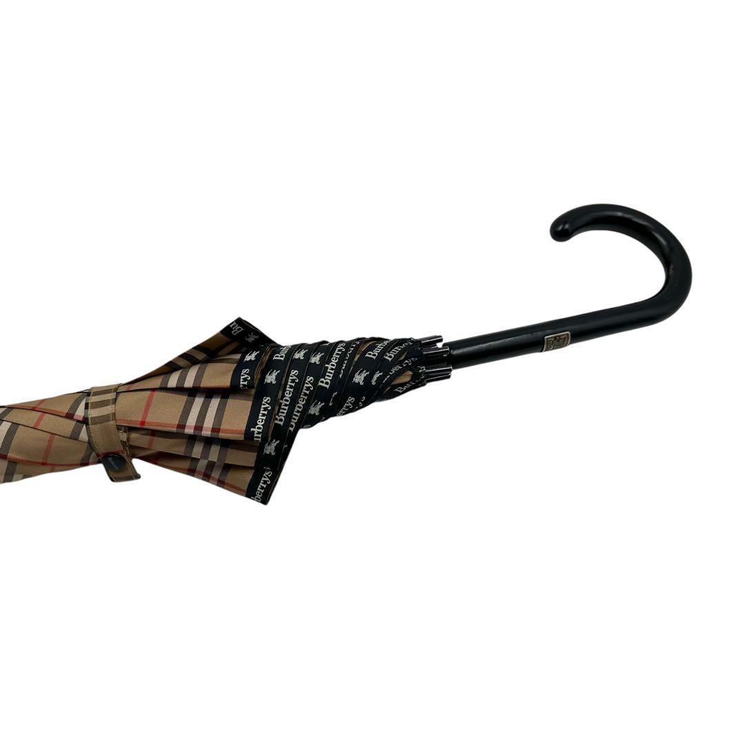 良品 BURBERRY バーバリー 長傘 ノバチェック ロゴプレート 雨傘