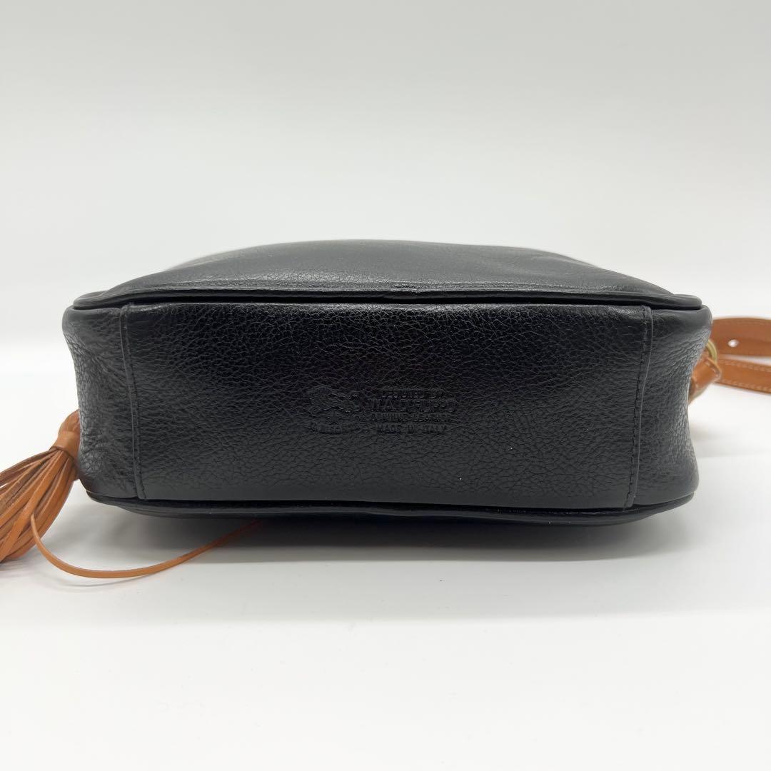 美品✨イルビゾンテ　ショルダーバッグ　カメラバッグ　レザー　ブラック　タッセル