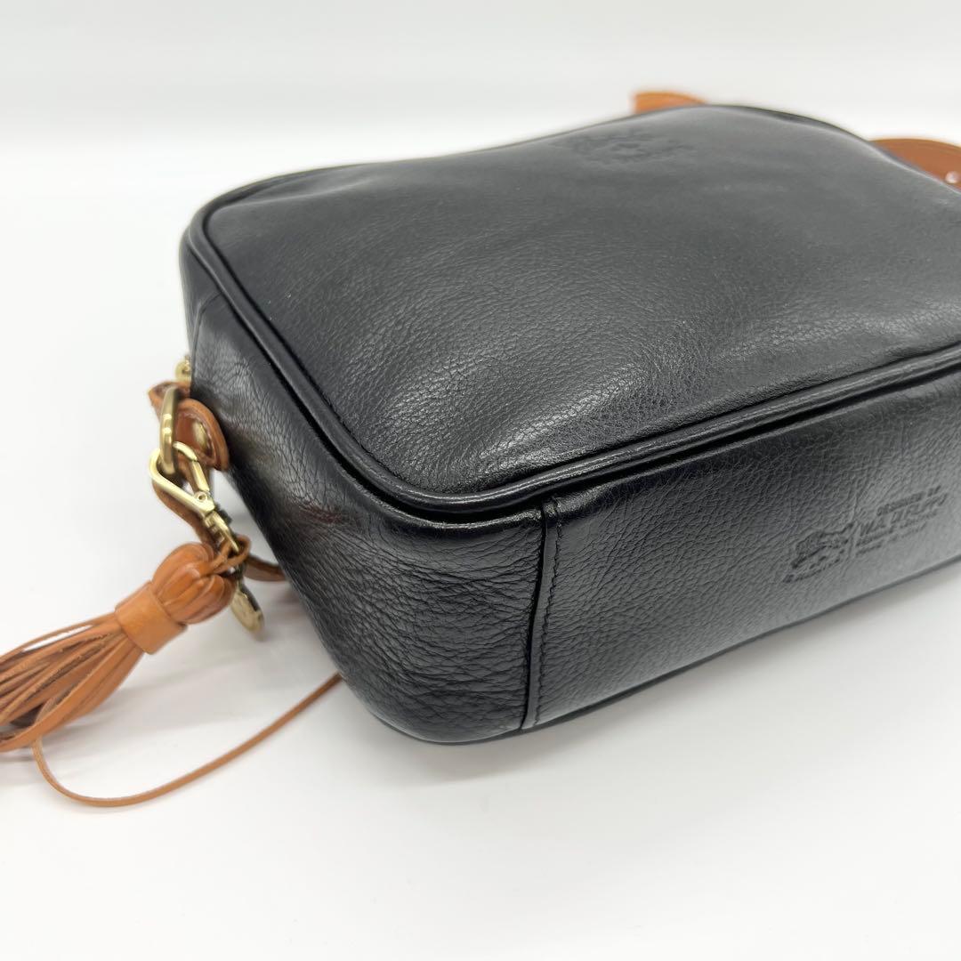 美品✨イルビゾンテ　ショルダーバッグ　カメラバッグ　レザー　ブラック　タッセル