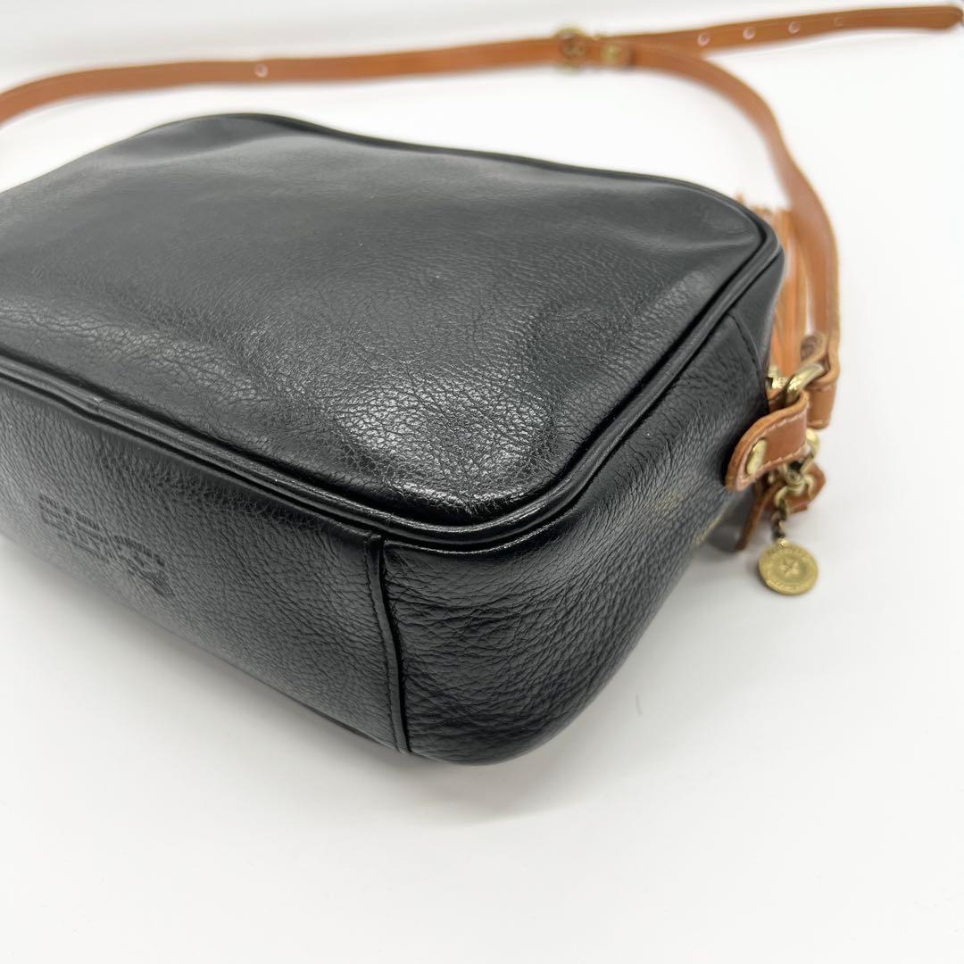 美品✨イルビゾンテ　ショルダーバッグ　カメラバッグ　レザー　ブラック　タッセル
