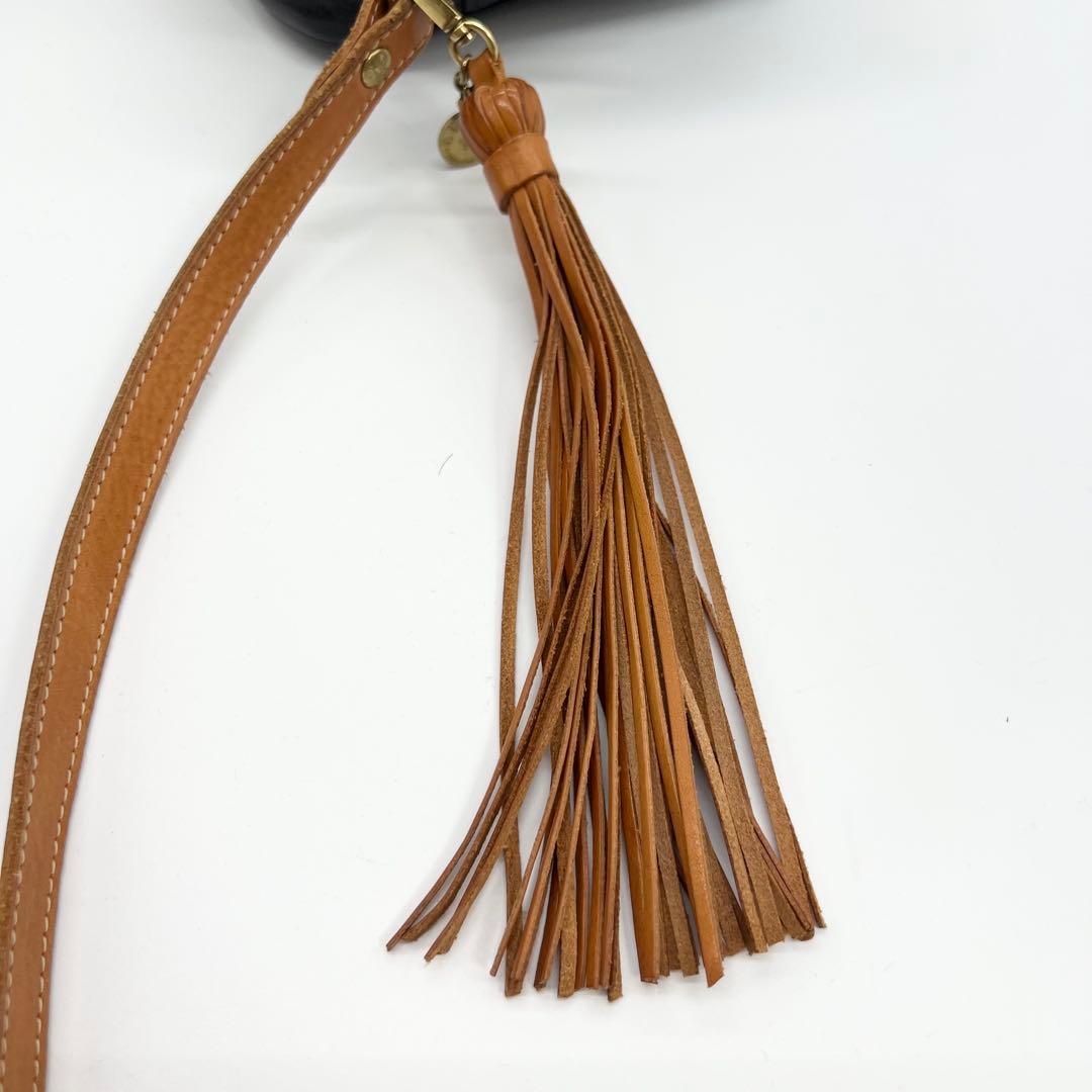 美品✨イルビゾンテ　ショルダーバッグ　カメラバッグ　レザー　ブラック　タッセル