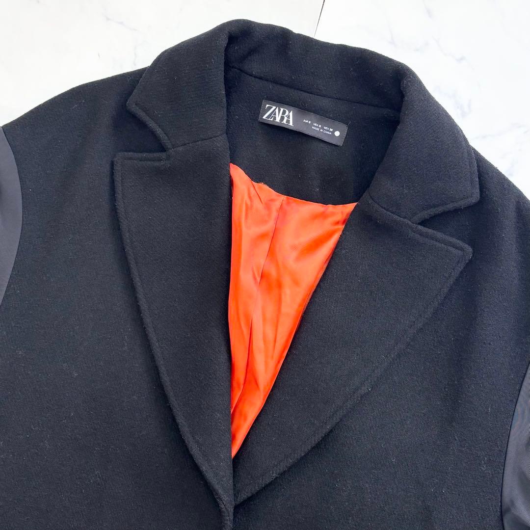 ZARA マッチングボンバーコート MA-1 ベルト マキシ丈 ブラック S