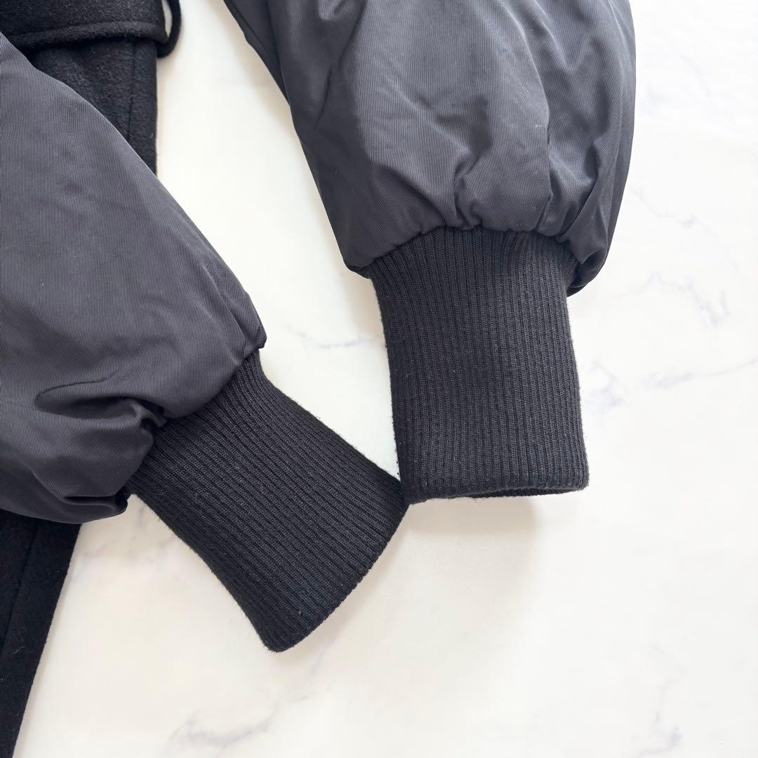 ZARA マッチングボンバーコート MA-1 ベルト マキシ丈 ブラック S