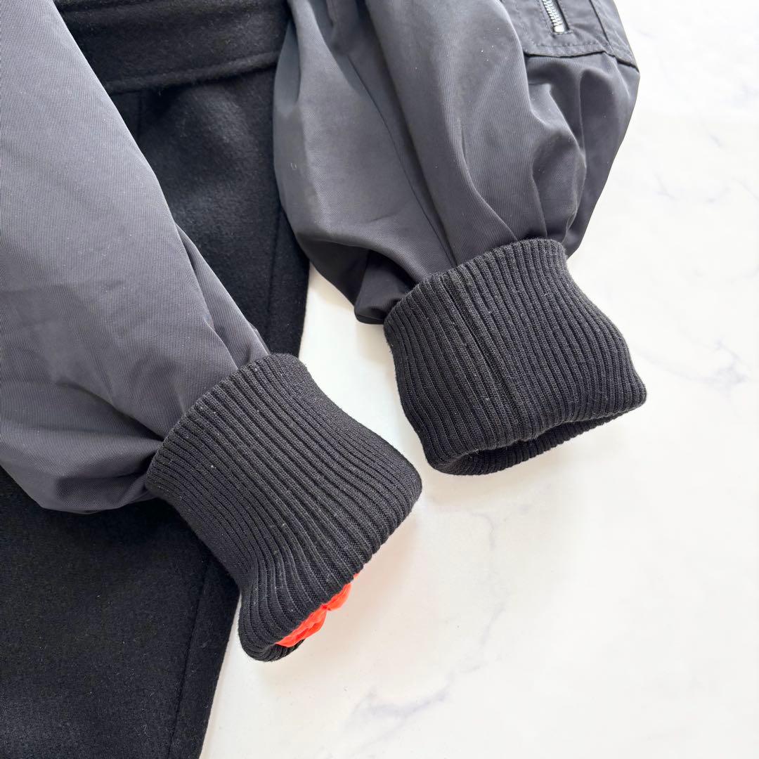 ZARA マッチングボンバーコート MA-1 ベルト マキシ丈 ブラック S