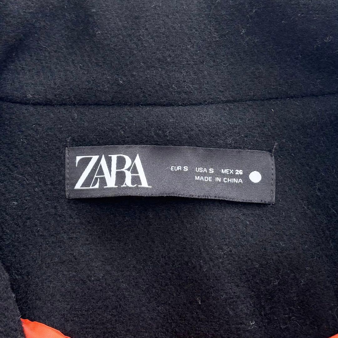 ZARA マッチングボンバーコート MA-1 ベルト マキシ丈 ブラック S