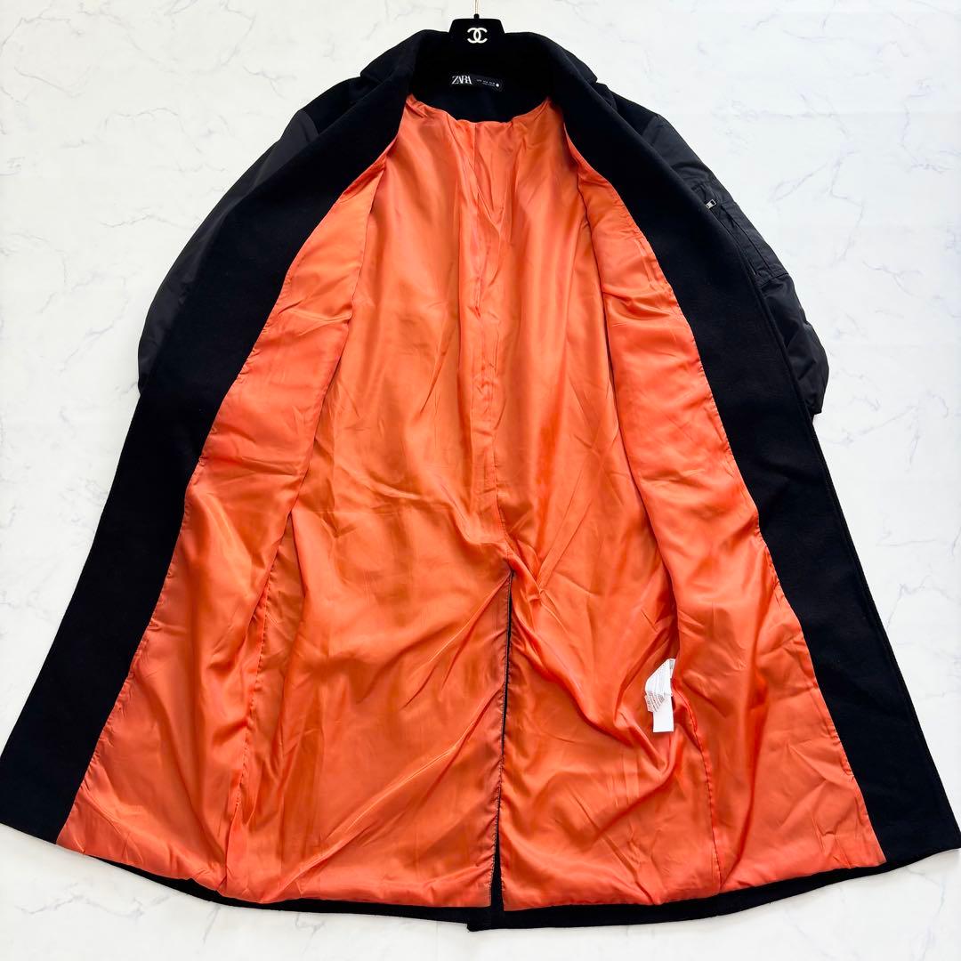 ZARA マッチングボンバーコート MA-1 ベルト マキシ丈 ブラック S