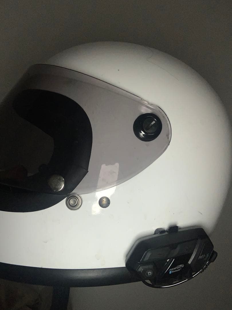 族ヘル　ホワイト　フルフェイス　バイク　ヘルメット　Mサイズ　インカム付き