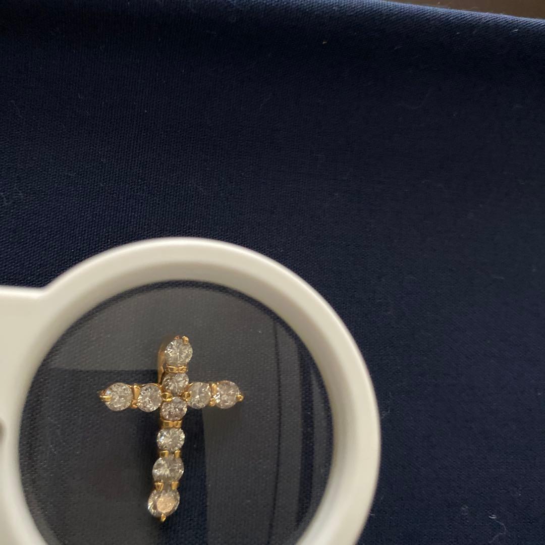 中古品k18 ダイヤモンドクロスペンダント