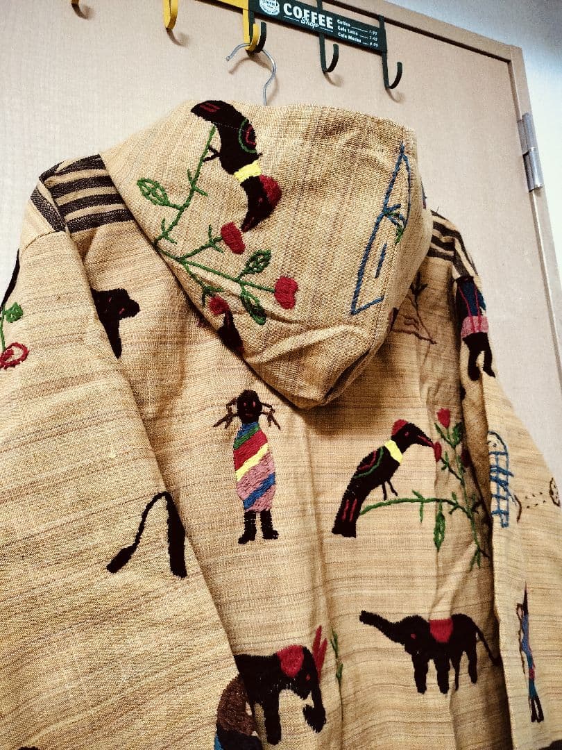 エスニック　ロングパーカー　ナカ族手刺繍衣類　注文商品　新品　タイ製