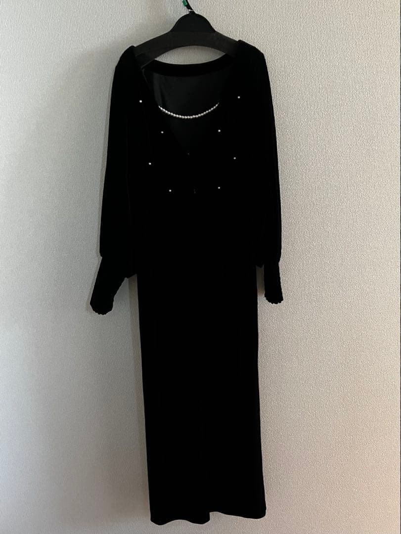 【uuu】Ameri BACK OPEN VELOUR DRESS