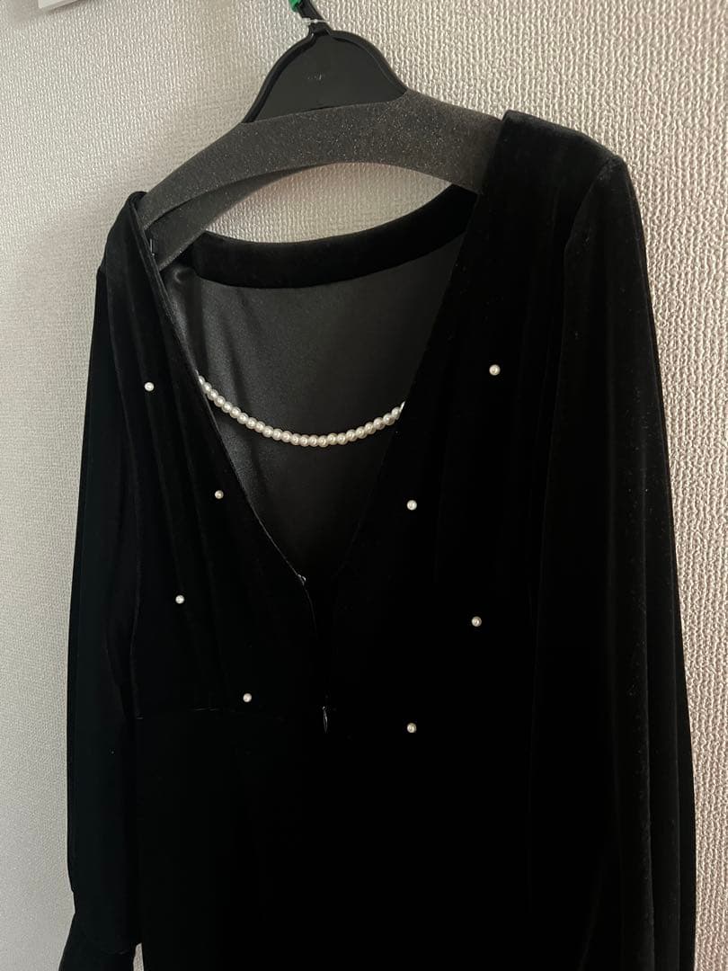 【uuu】Ameri BACK OPEN VELOUR DRESS