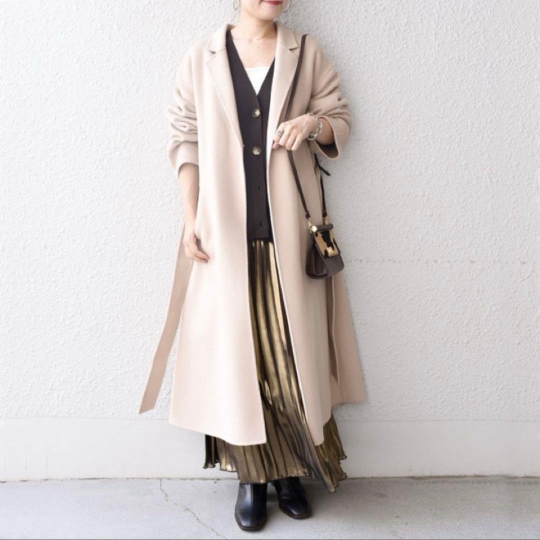 シップス MANTECO リバーコート ロング 36 ゆったり　ピンク