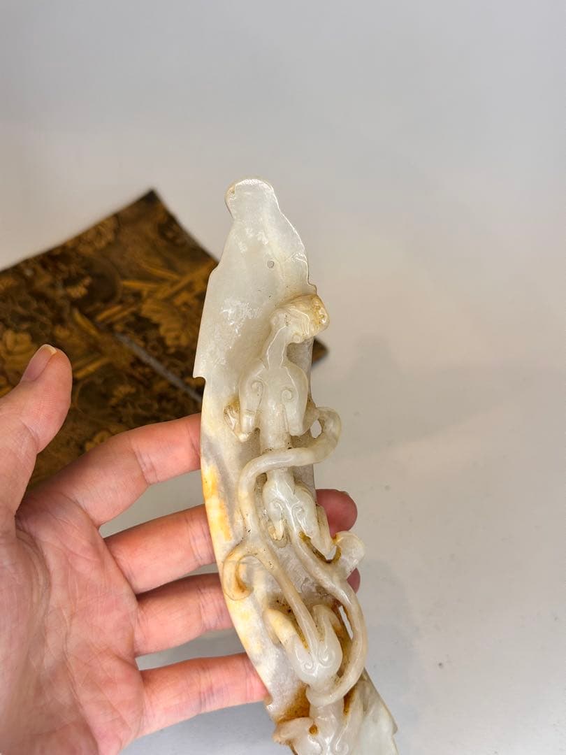 中国 古玉 瑞獣彫 玉佩 共袋 旧蔵品 コレクション