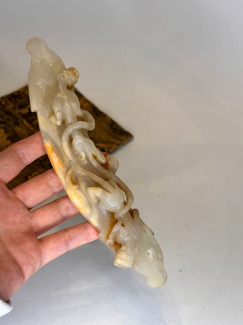 中国 古玉 瑞獣彫 玉佩 共袋 旧蔵品 コレクション