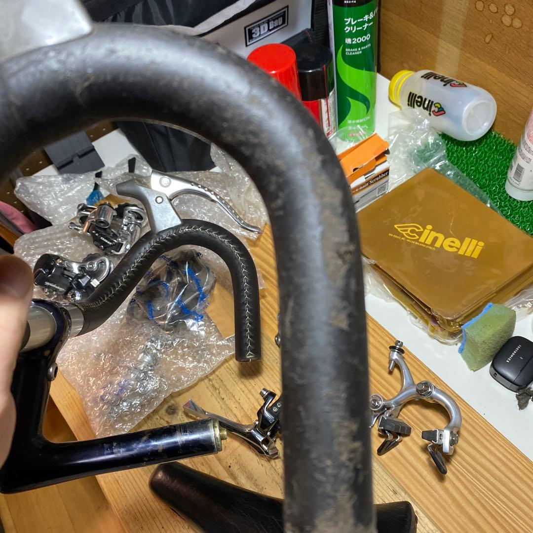 Cinelli アルミハンドル&ステム 革巻きカンパレバー付き