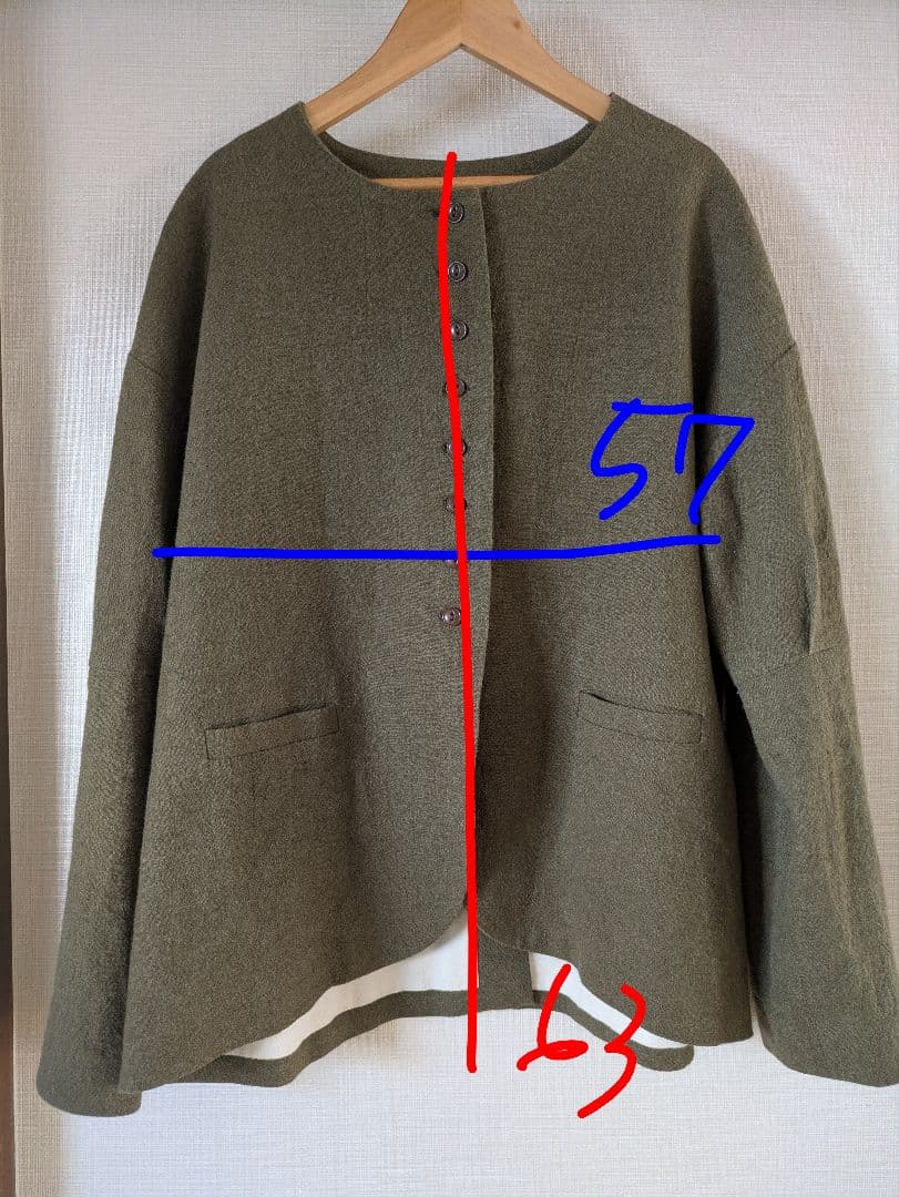 美品　MAGALI マガリ　リネンウールジャケット　カーキ