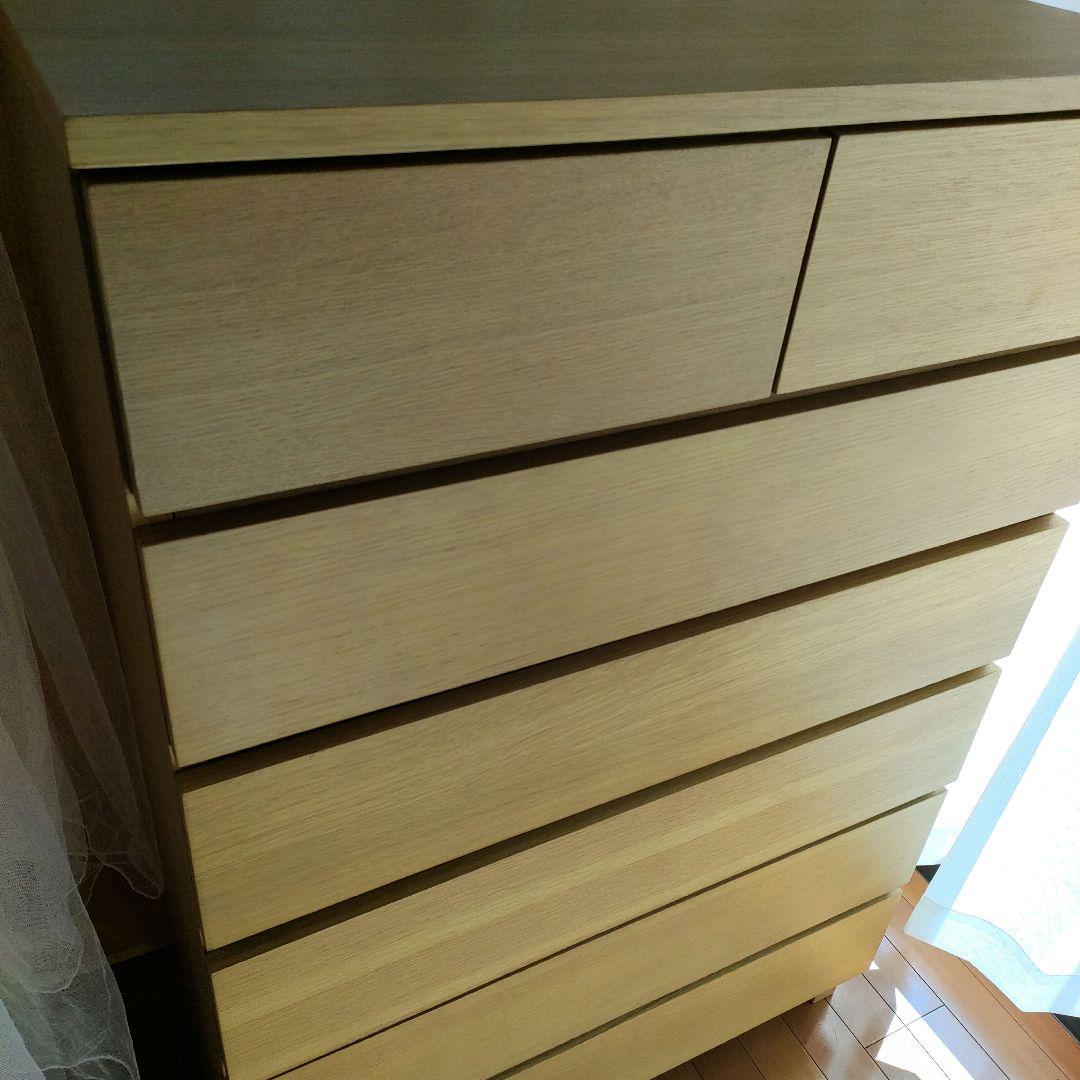 無印良品 オーク材 チェスト6段 ワイド 脚付き【ジャンク】