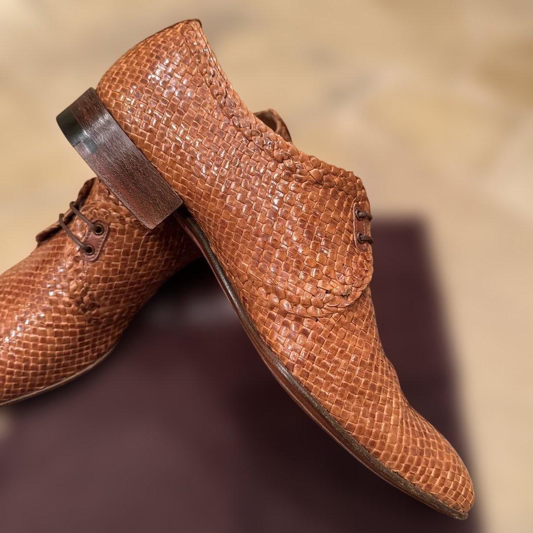 a.testoni⭐️レア極美品⭐️カンガルーレザー メッシュシューズ7.0size