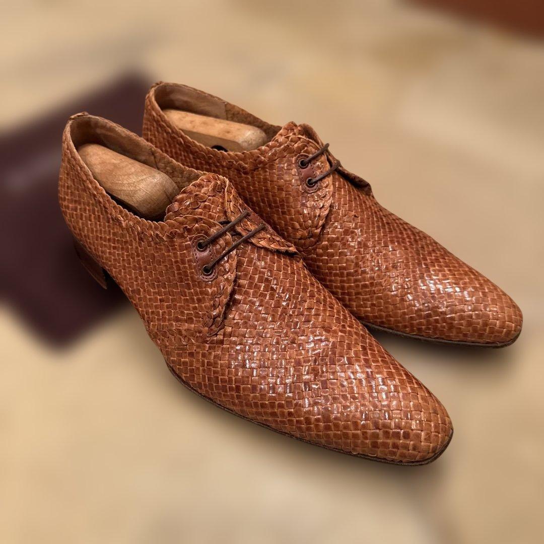 a.testoni⭐️レア極美品⭐️カンガルーレザー メッシュシューズ7.0size