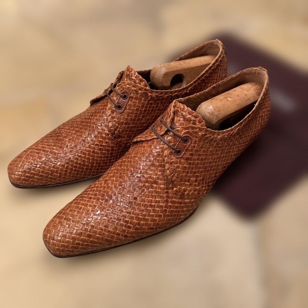 a.testoni⭐️レア極美品⭐️カンガルーレザー メッシュシューズ7.0size