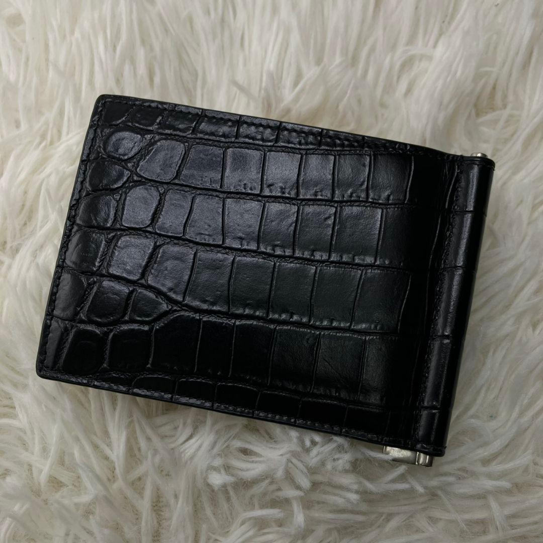 ⭐️極美品⭐️ サンローラン　マネークリップ　クロコ型押し　シルバー金具